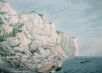 Study of Cliffs: Sailing Vessels in the Offing and Small Boats with Figures Near Shore